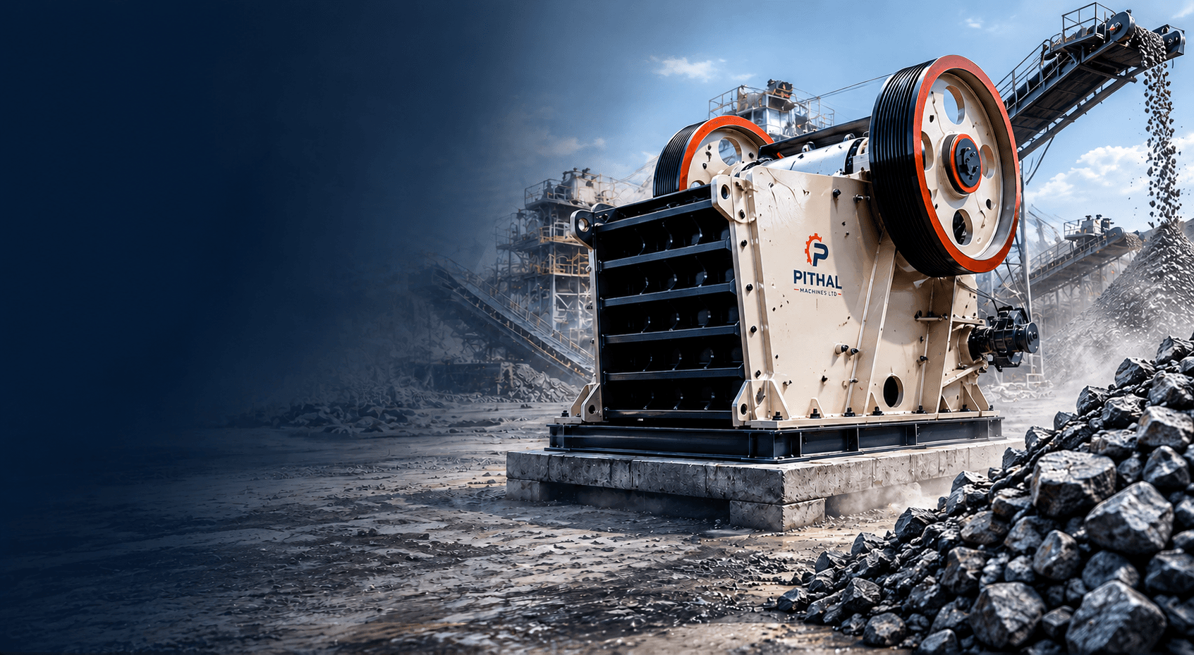 Pithal heavy-duty jaw crusher operating in a quarry